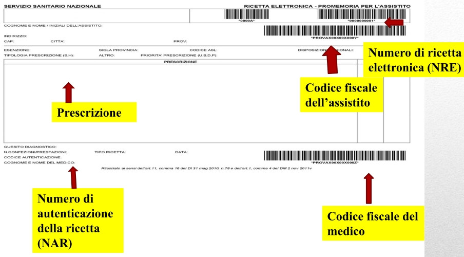 NUMERO RICETTA ELETTRONICA